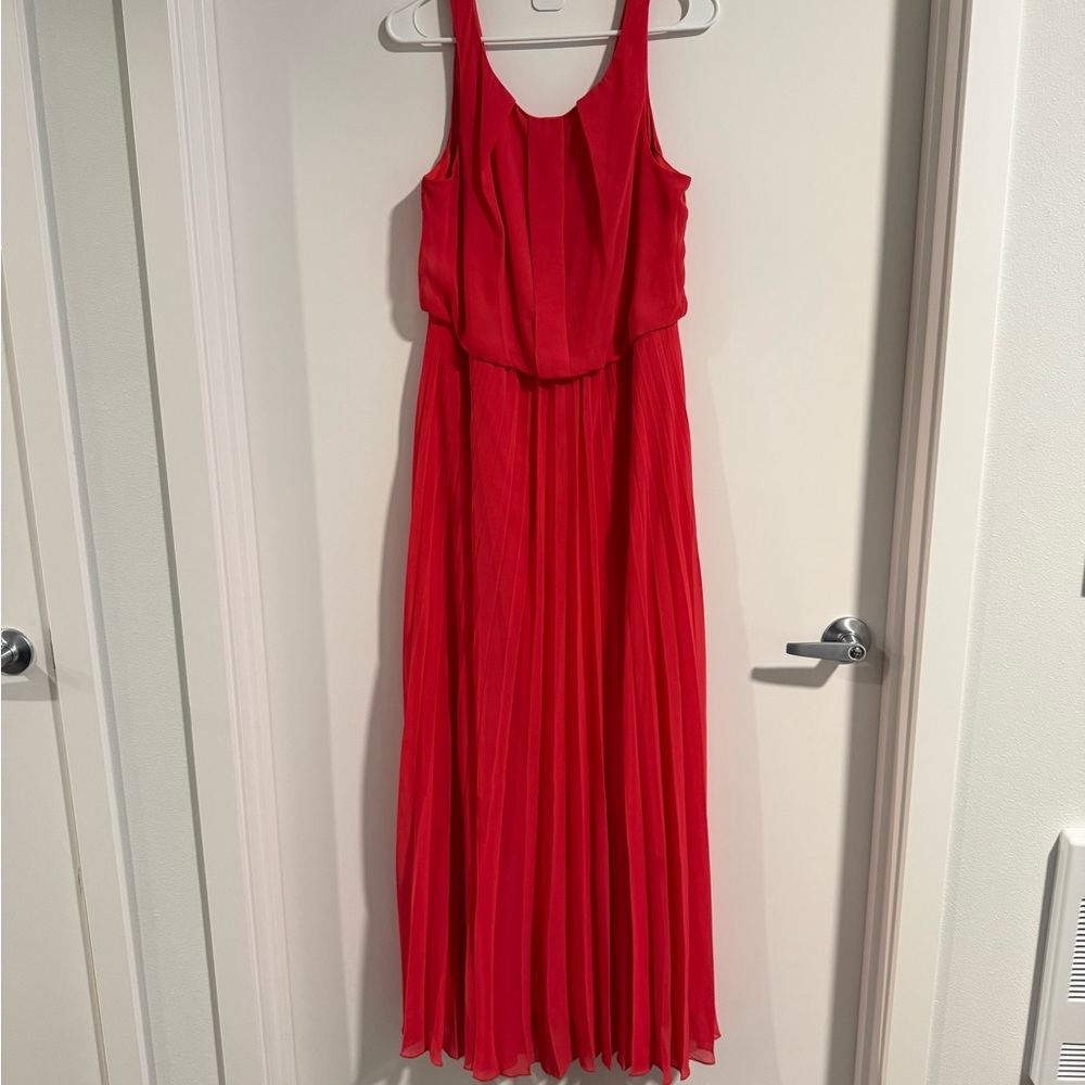 B Darlin Coral Pleated Maxi Sundress for Weddings